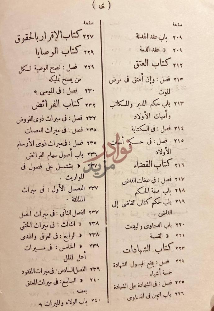 فهرس كتاب المذهب الاحمد في مذهب الامام احمد