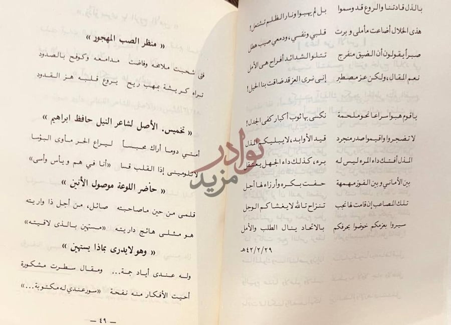 صفحة داخلية كتاب ديوان شوق وشوق منظر الصب المهجور