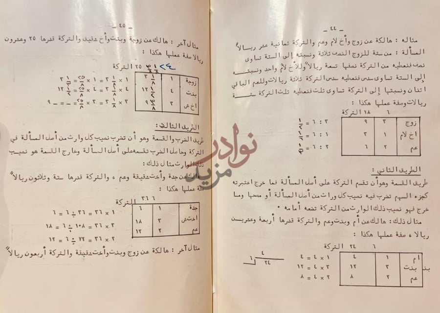 صفحة داخلية كتاب الفرائض الطريق الثاني