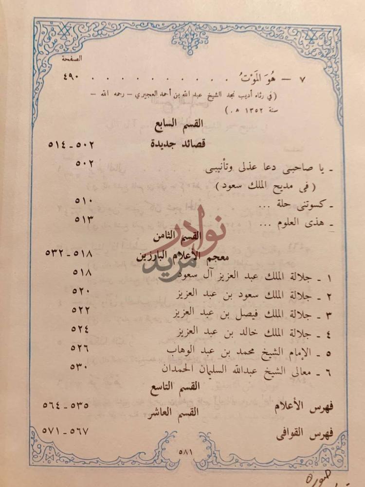 فهرس كتاب العقد الثمين من شعر محمد بن عثيمين الفهرس