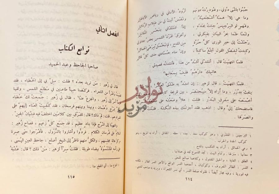 صفحة داخلية كتاب التوابع والزوابع الفصل الثاني توابع