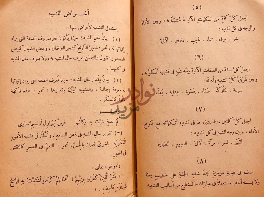 صفحة داخلية كتاب البيان أغراض التشبيه