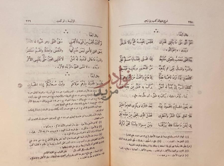 صفحة داخلية كتاب شرح ديوان كعب بن زهير شرح ديوان كعب بن