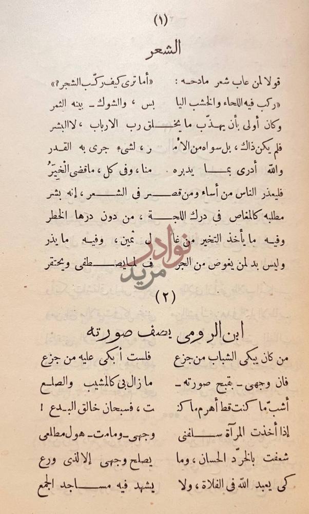 صفحة داخلية كتاب ديوان ابن الرومي الشعر