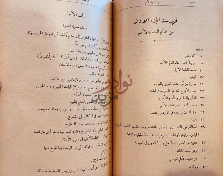 فهرس كتاب نظام العالم والامم او الحكمة الاسلامية العليا