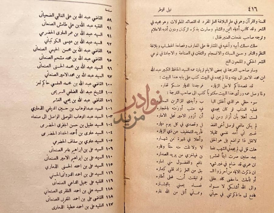 فهرس كتاب نيل الوطر من تراجم رجال اليمن في القرن الثالث عشر