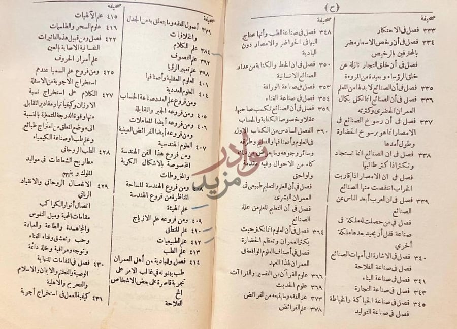 فهرس كتاب مقدمة ابن خلدون صفحة من صفحات
