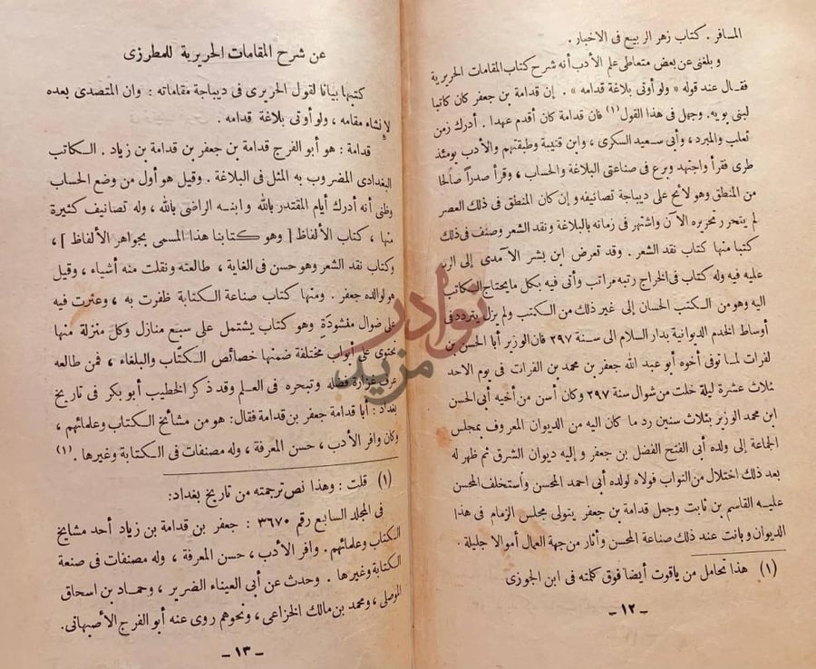 صفحة داخلية كتاب جواهر الالفاظ عن شرح المقامات