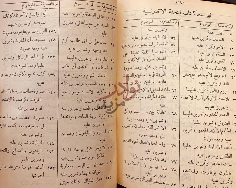 فهرس كتاب التحفة الاندونسية لطلاب اللغة العربية