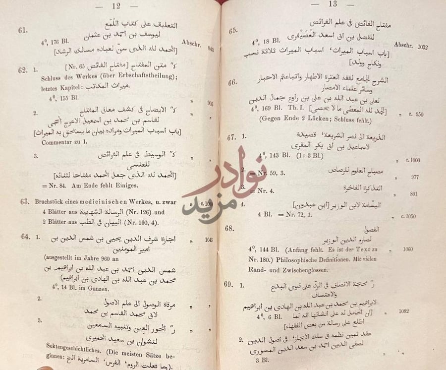صفحة داخلية كتاب فهرس مختصر مجموعة غلاسر مخطوطات عربية