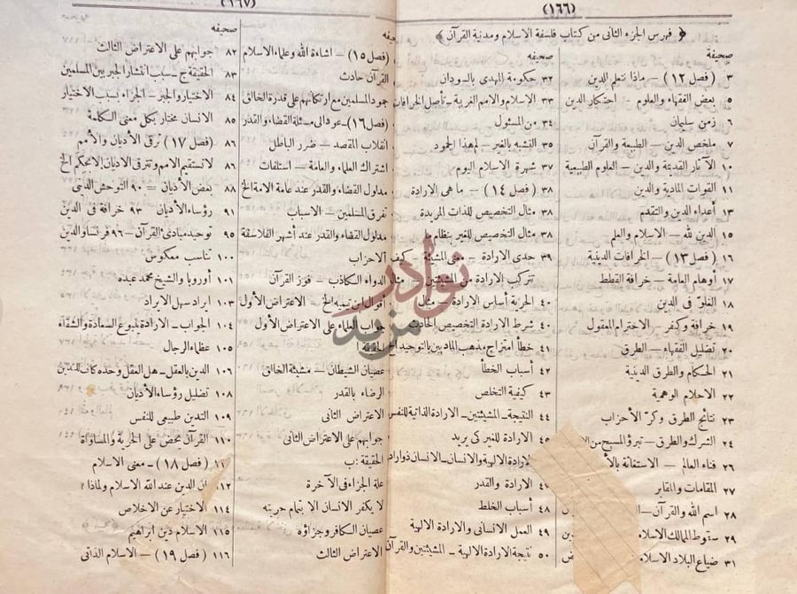 فهرس كتاب فلسفة الاسلام ومدنية القران فهرس الجزء الثانى