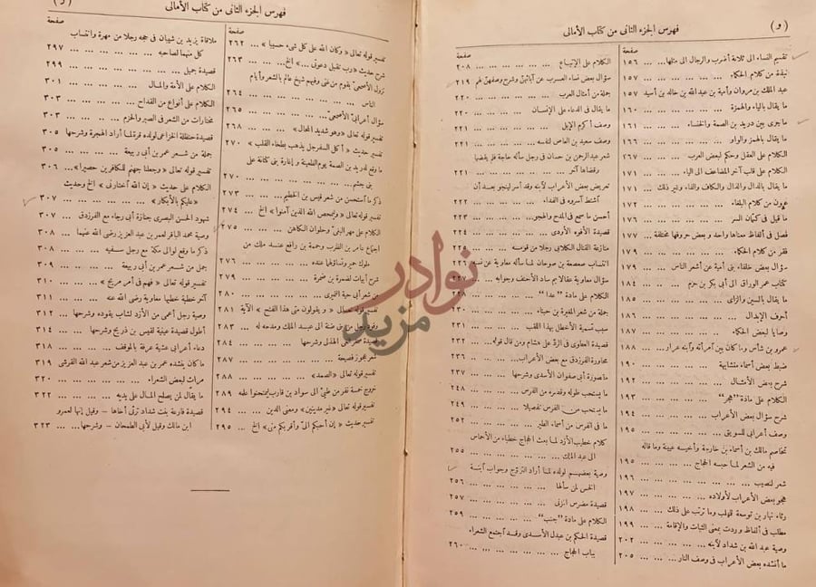 فهرس كتاب الامالي فهرس الجزء الثاني
