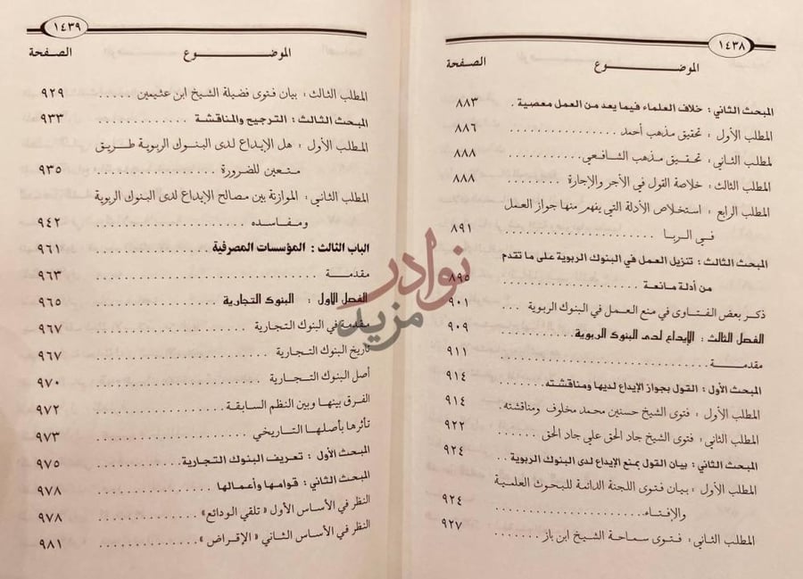 فهرس كتاب الربا في المعاملات المصرفية المعاصرة