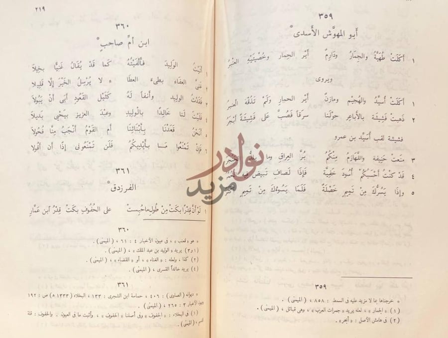 صفحة داخلية كتاب الوحشيات وهو الحماسة الصغرى