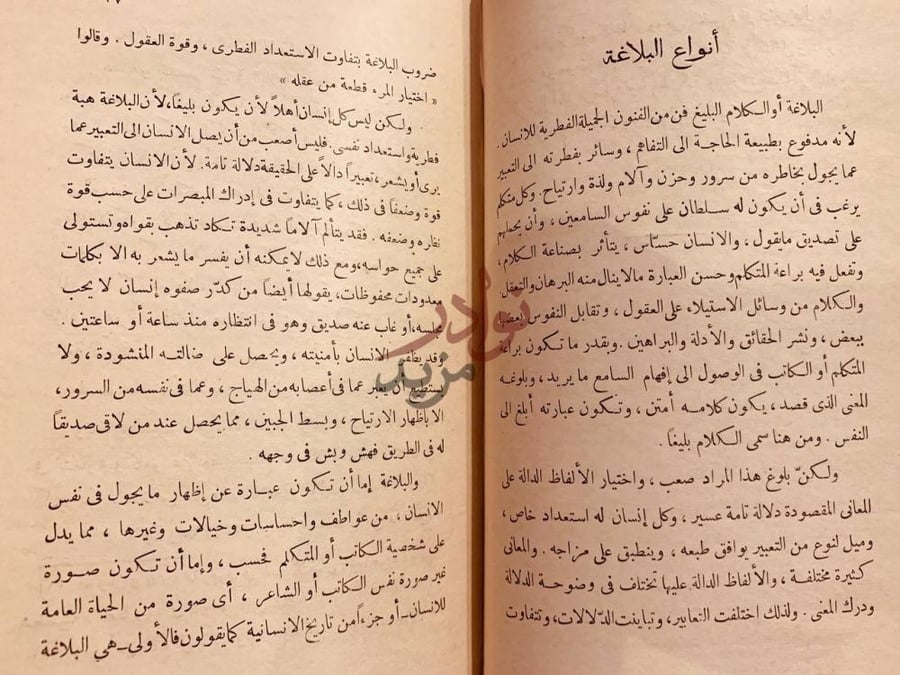 صفحة داخلية كتاب مقدمة لدراسة بلاغة العرب أنواع البلاغة