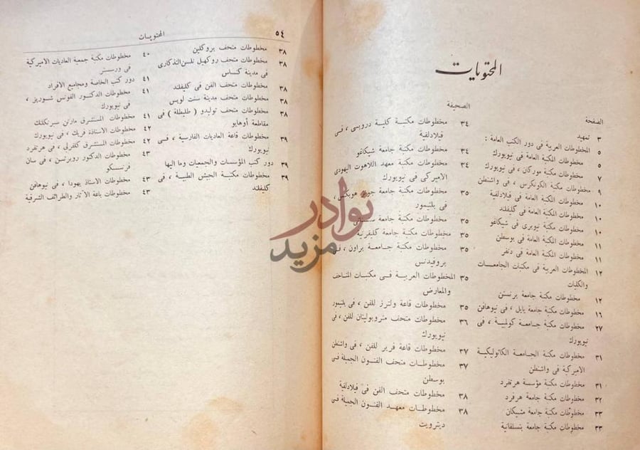 فهرس كتاب المخطوطات العربية في دور الكتب الاميركية