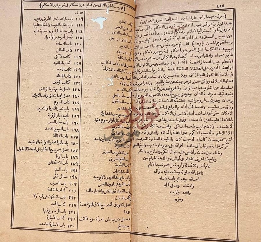 فهرس كتاب دررالحكام في شرح غرر الاحكام فهرست