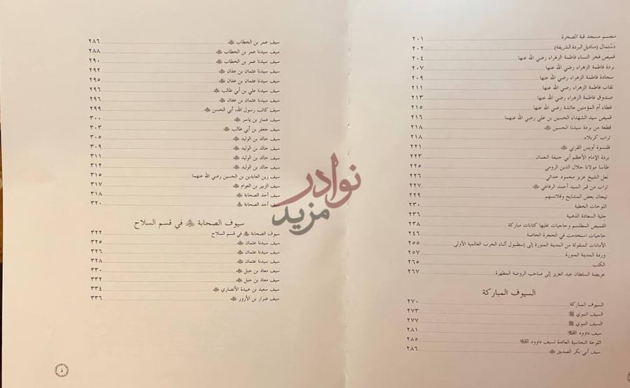 فهرس كتاب اثار الرسول صلى الله عليه وسلم في جناح الامانات