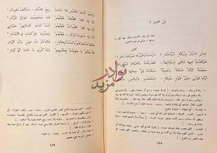 صفحة داخلية كتاب ديوان عبيد بن الابرص لمن الديار