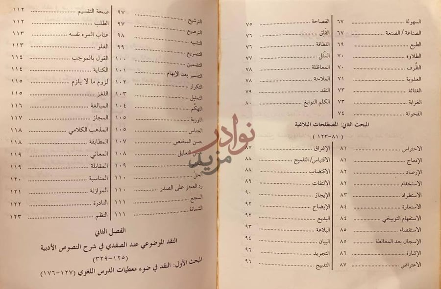 فهرس كتاب النقد التطبيقي عند الصفدي دراسة وتوجيه