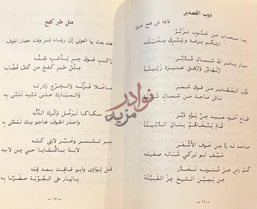 صفحة داخلية كتاب اهازيج الحرب او شعر العرضة