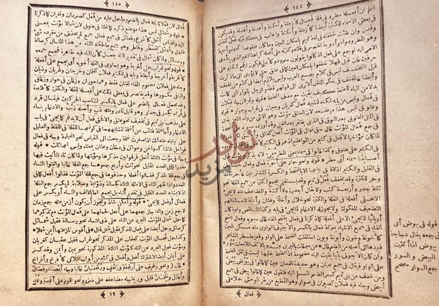 صفحة داخلية كتاب شافية في التصريف باب فعل