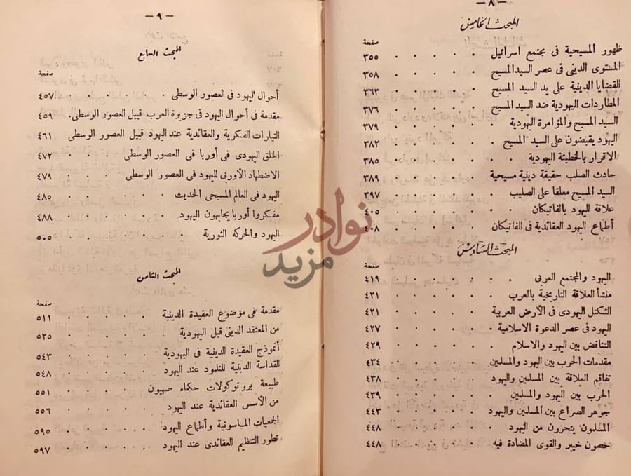 فهرس كتاب اليهود بين الدين والتاريخ دراسة للجوانب العقائدية