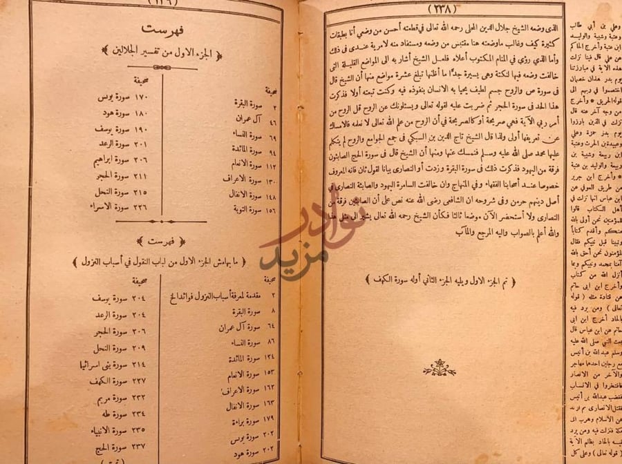 فهرس كتاب تفسير القران العظيم او تفسير الجلالين