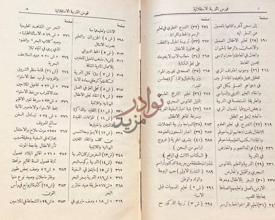 فهرس كتاب التربية الاستقلالية او اميل القرن التاسع عشر