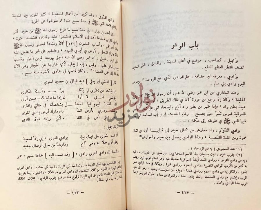 صفحة داخلية كتاب المغانم المطابة في معالم طابة باب الواو
