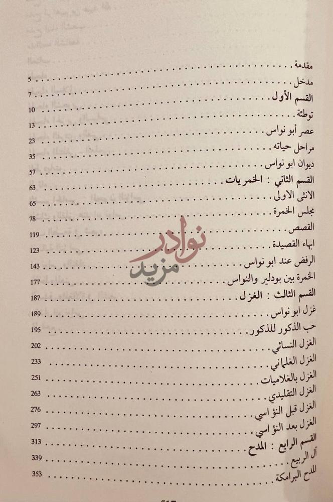 فهرس كتاب ابونواس بين التخطي والالتزام