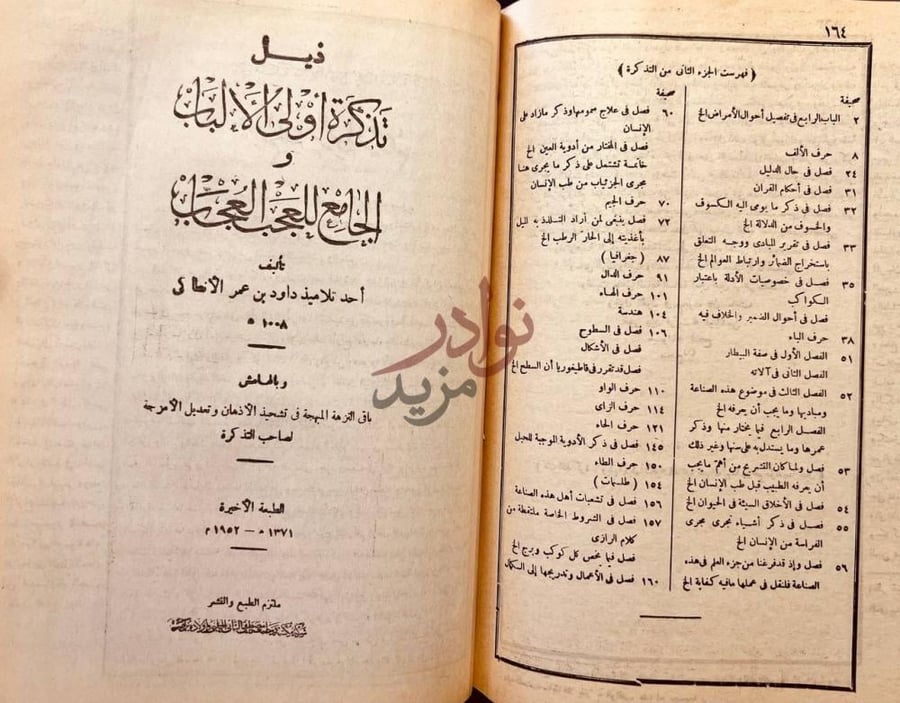 فهرس كتاب تذكرة اولى الالباب والجامع للعجب والعجاب