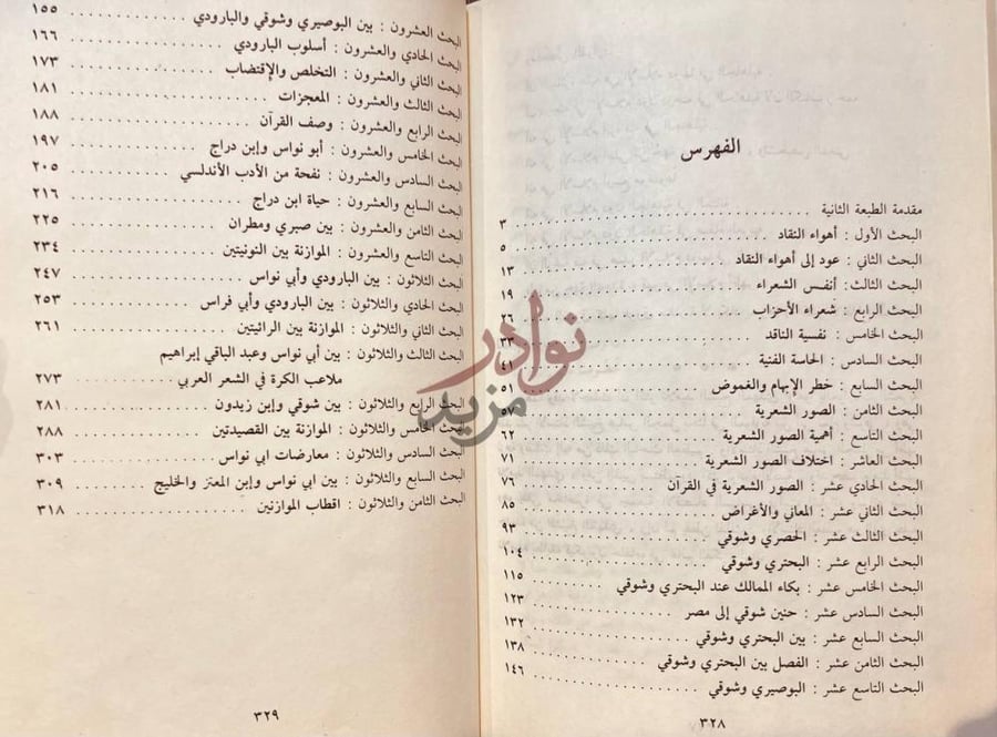 فهرس كتاب الموازنة بين الشعراء الفهرس