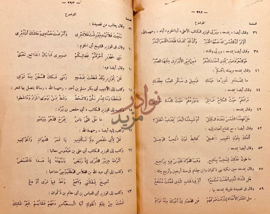 فهرس كتاب ديوان ابن زيدون رسائله واخباره الموضوع
