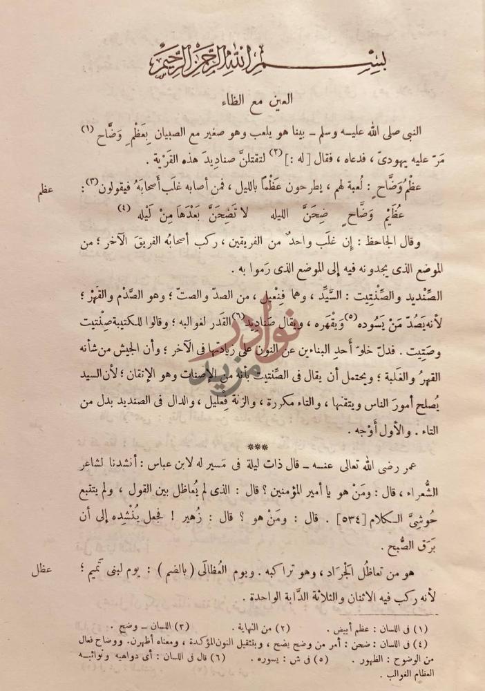 صفحة داخلية كتاب الفائق في غريب الحديث حرف العين