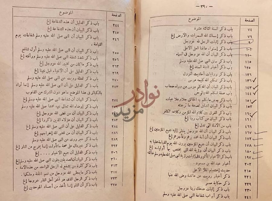 فهرس كتاب كتاب التوحيد واثبات صفات الرب عز وجل التي وصف بها