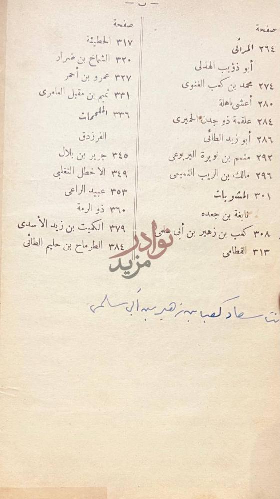 فهرس كتاب جمهرة اشعار العرب الجزء الثاني من فهرس
