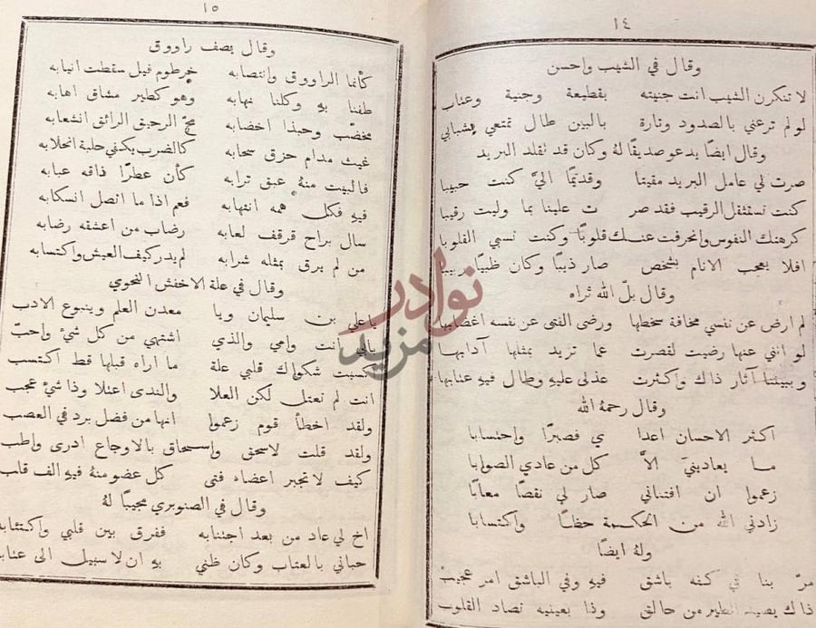صفحة داخلية كتاب ديوان بكشاجم صفحات شعرية متتالية