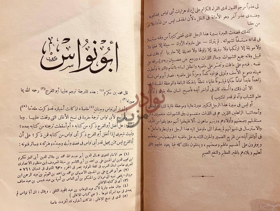 تمهيد كتاب اخبار ابي نواس تاريخه نوادره شعره مجونه أبو نواس