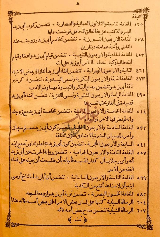 فهرس كتاب مقامات الحريري