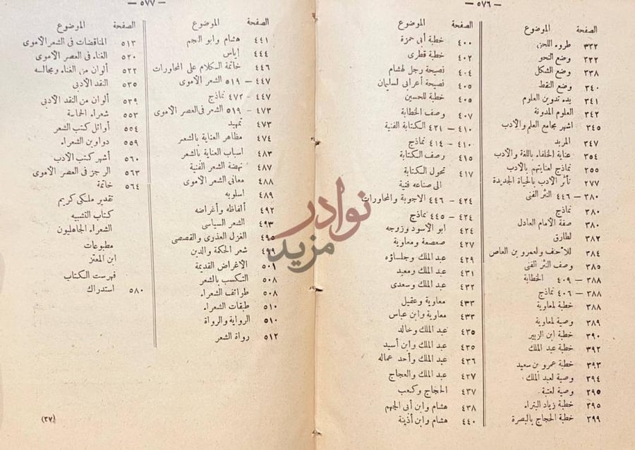 فهرس كتاب الحياة الادبية بعد ظهور الاسلام