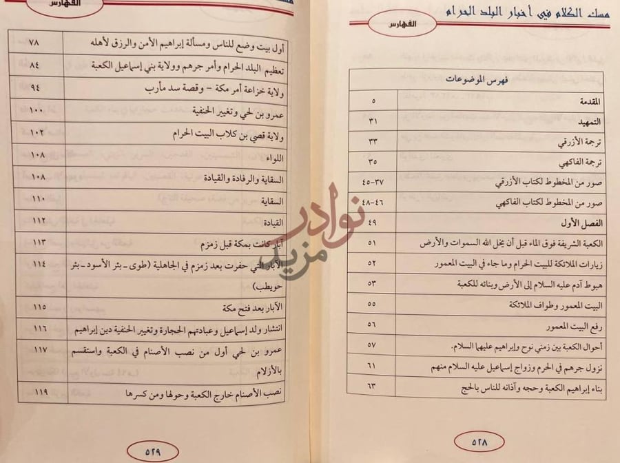 فهرس كتاب مسك الختام في اخبار البلد الحرام فهرس الموضوعات