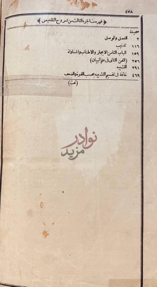 فهرس كتاب شروح التلخيص فهرست الجزء الثالث