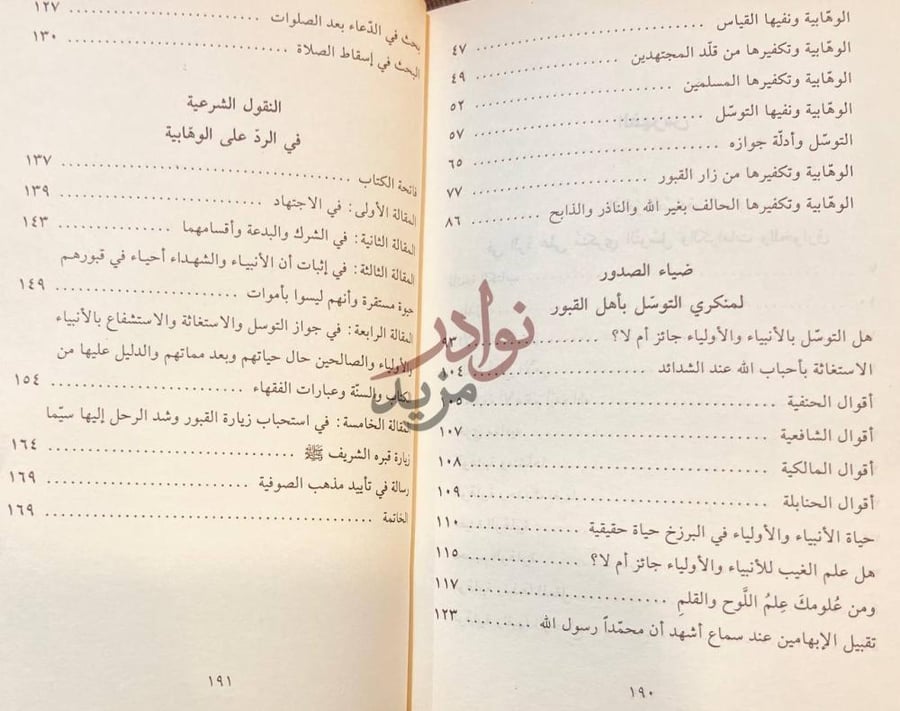 فهرس كتاب الفجر الصادق في الرد على منكري التوسل والكرامات
