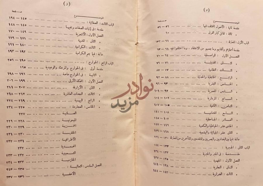 فهرس كتاب الملل والنحل