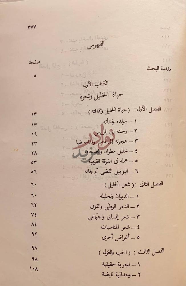 فهرس كتاب خليل مطران شاعر الاقطار العربية الفهرس