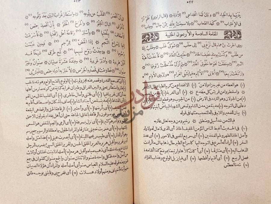صفحة داخلية كتاب شرح مقامات الحريري المقامة السادسة