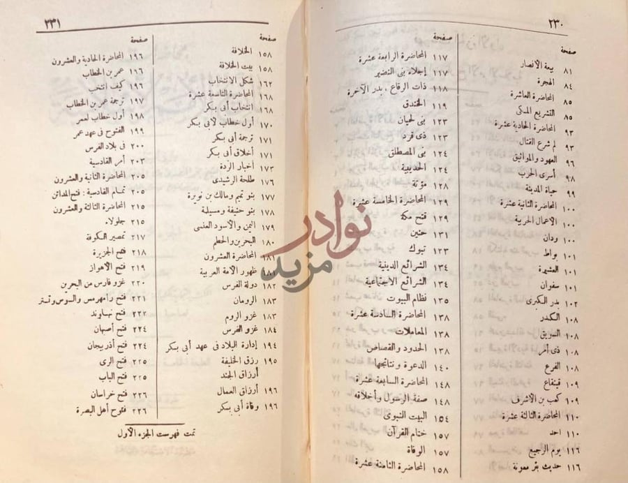 فهرس كتاب محاضرات تاريخ الامم الاسلامية استكمال فهرست الجزء