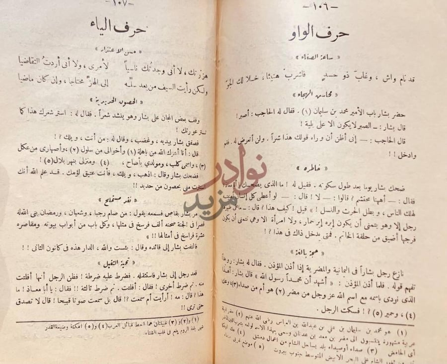 صفحة داخلية كتاب بشار بن برد شعره واخباره حرف الواو