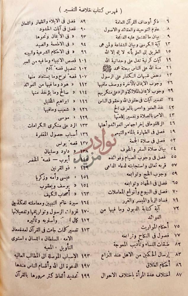 فهرس كتاب تيسير اللطيف المنان في خلاصة تفسير القران